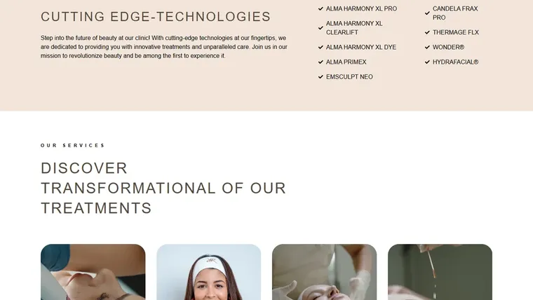 Treatment categories for skin, hair, facial and body at Roxana Aesthetics