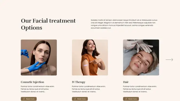 Elora facial treatment options including cosmetic injection and IV therapy