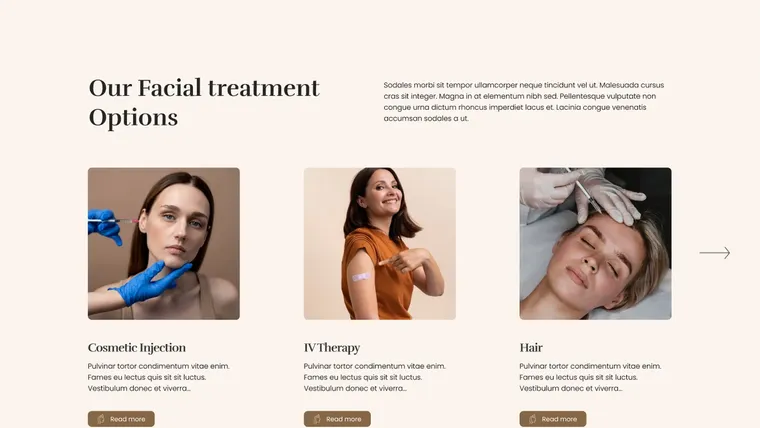 Elora facial treatment options including cosmetic injection and IV therapy