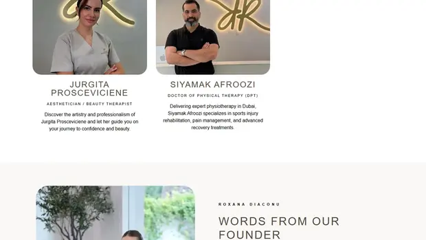 Words from the founder section of the Roxana Aesthetics site