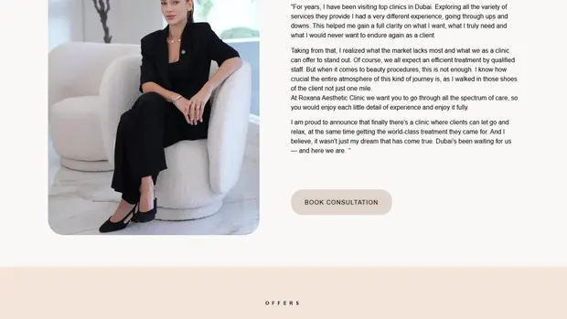 Limited-time treatment offers section on the Roxana Aesthetics homepage