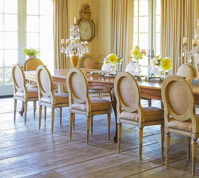 The French Library at Cal-a-Vie, a fireside room with a large table set for a small executive meeting