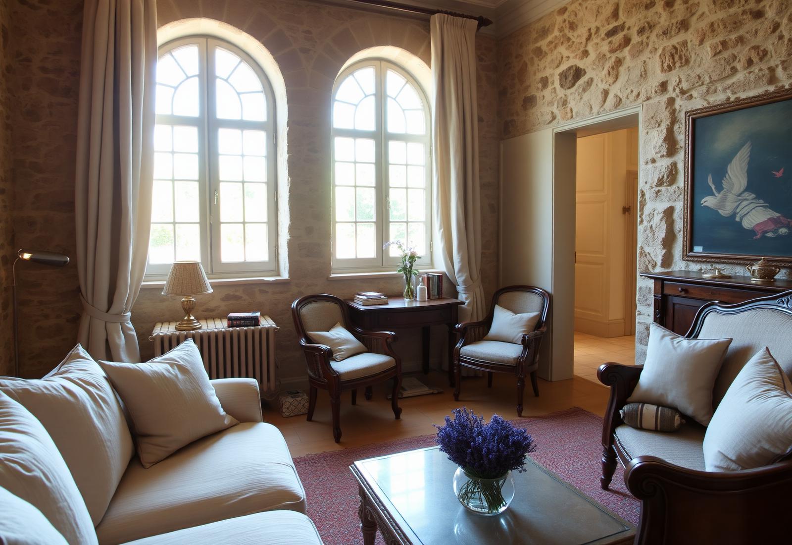 A spa villa interior with antique furnishings