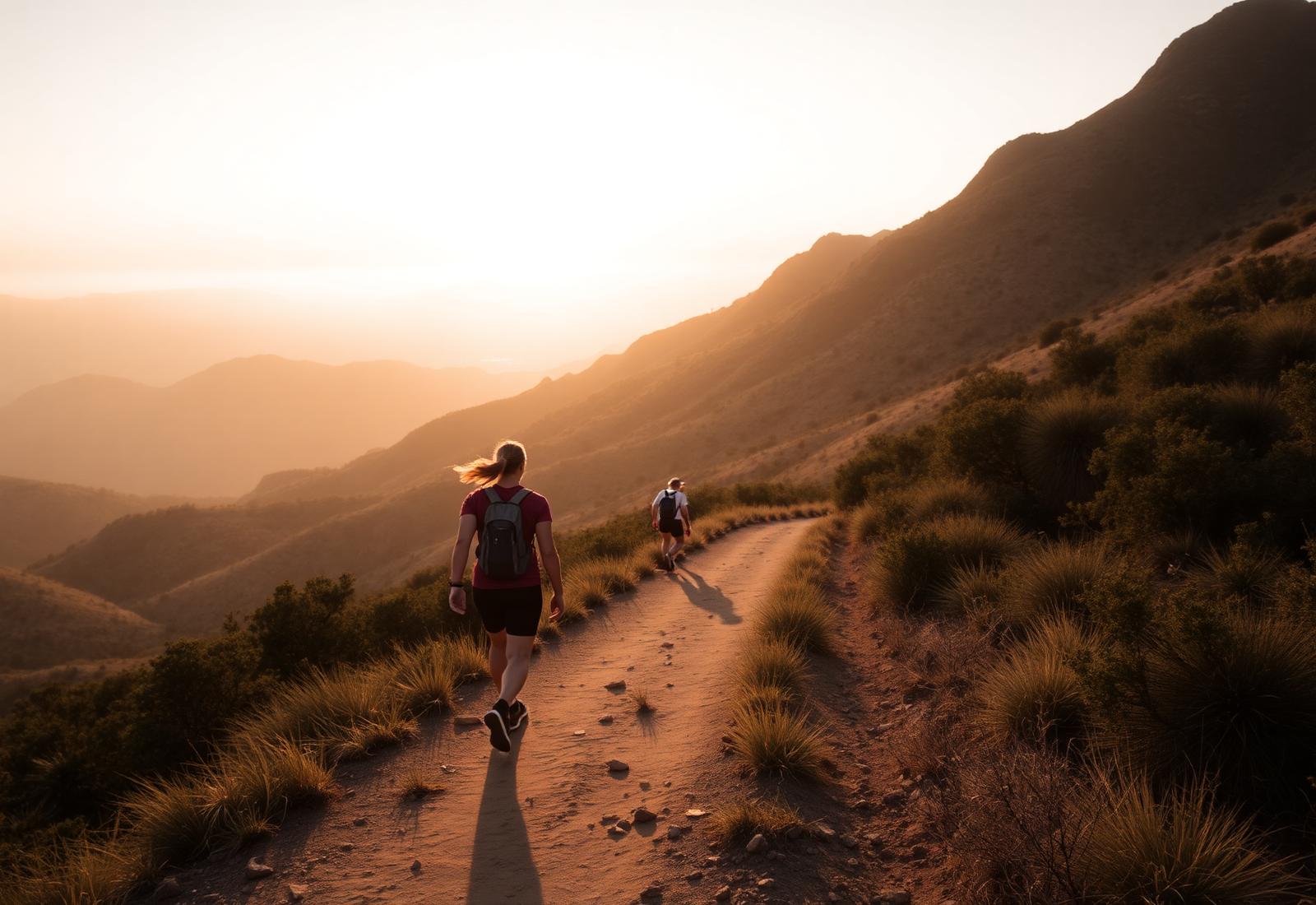 Guests hiking through California chaparral