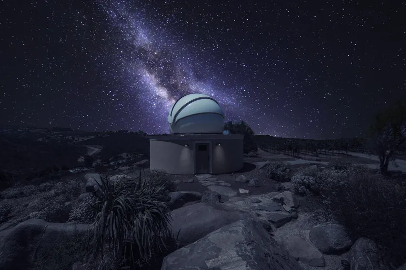 The estate observatory beneath a star-filled sky at Cal-a-Vie Health Spa