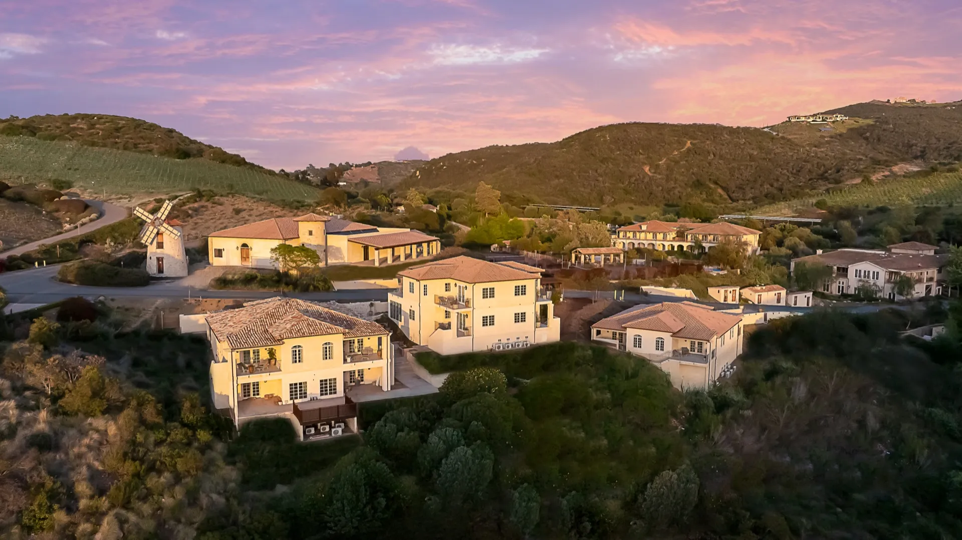 Aerial view of the Cal-a-Vie estate and its hillside villas
