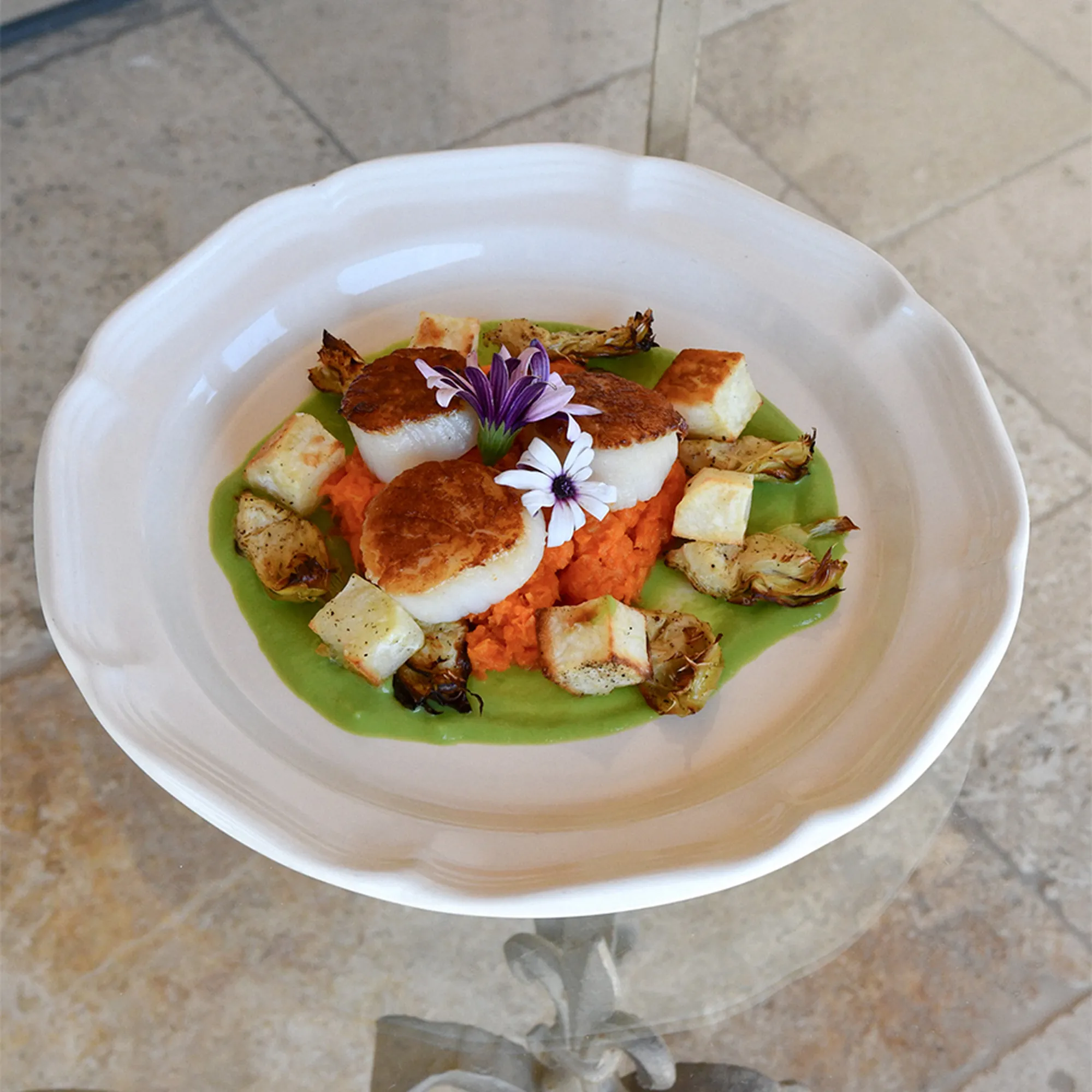 Spring Pan-Seared Scallops Recipe plated dish