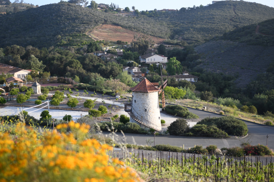 a windmill in a valley
