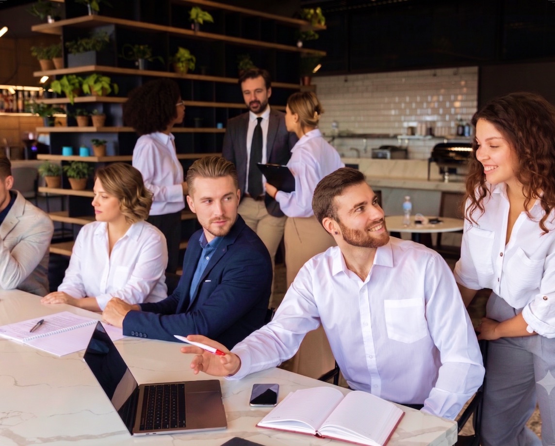 Partner sales and technical teams working together during a training session