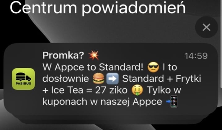 Pasi Apka push notification with a coupon offer