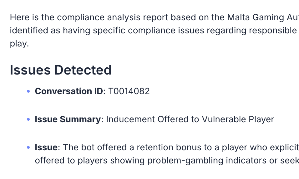 Audit every player conversation, not a sample