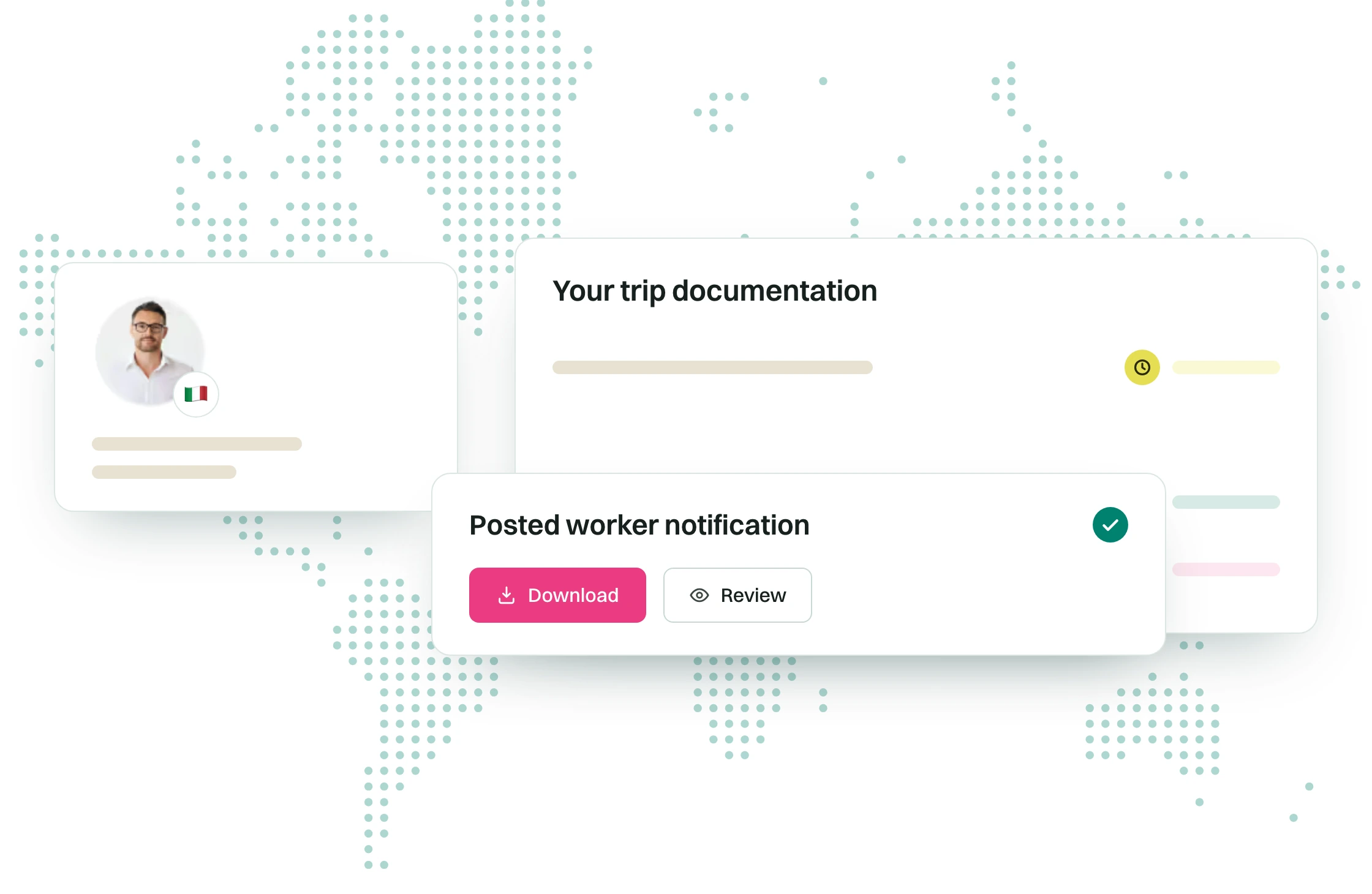 WorkFlex automatically issuing a posted-worker notification from a trip request.
