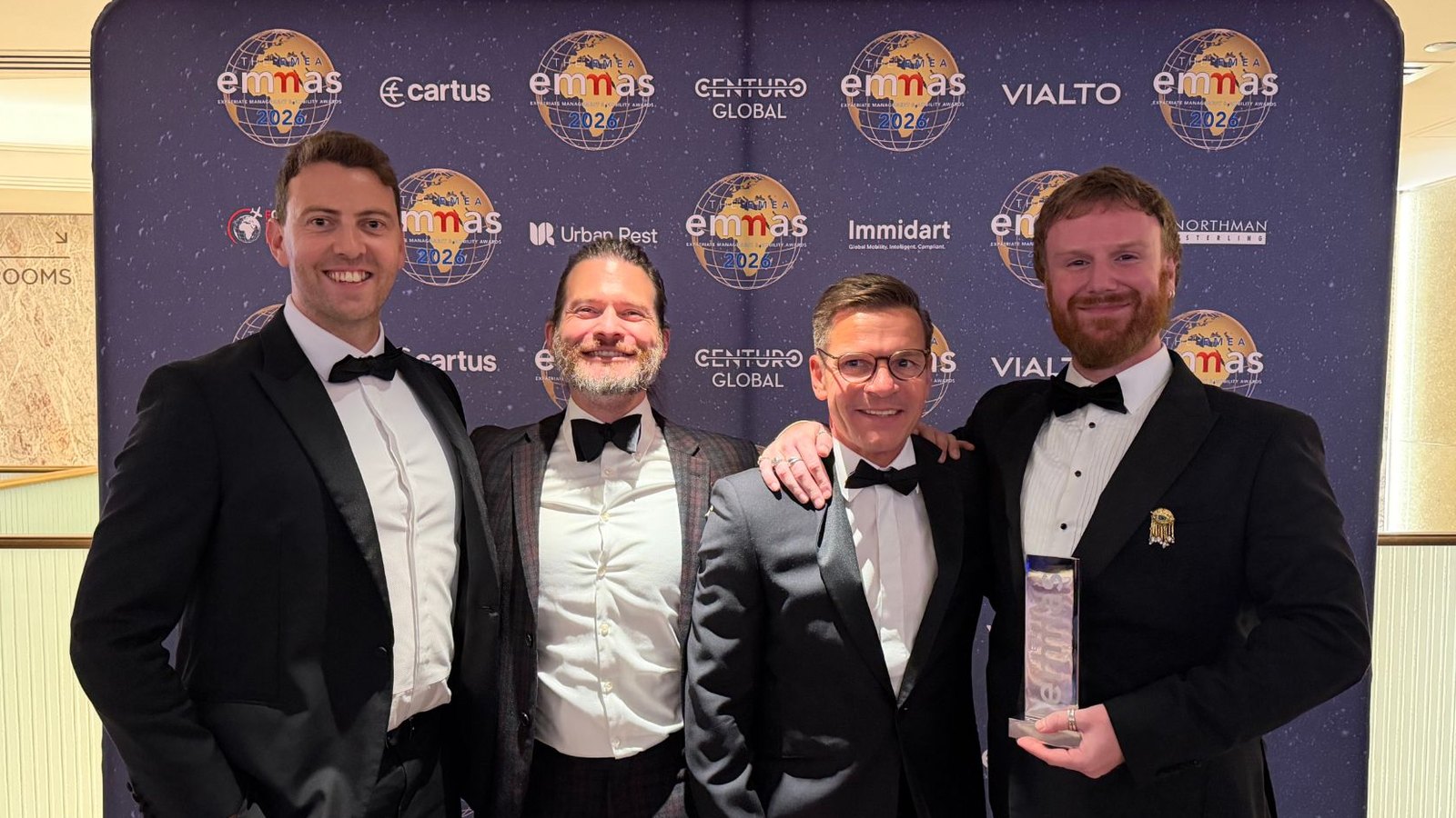 Tom Crosby, Brock Dale, Frank Jura and Nathan Clarke of WorkFlex with the EMMA Award 2026