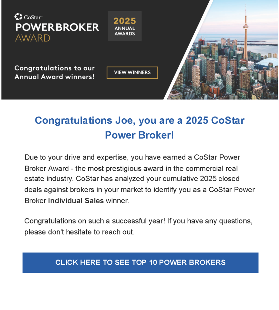 Congratulations, you are a 2025 CoStar Power Broker!