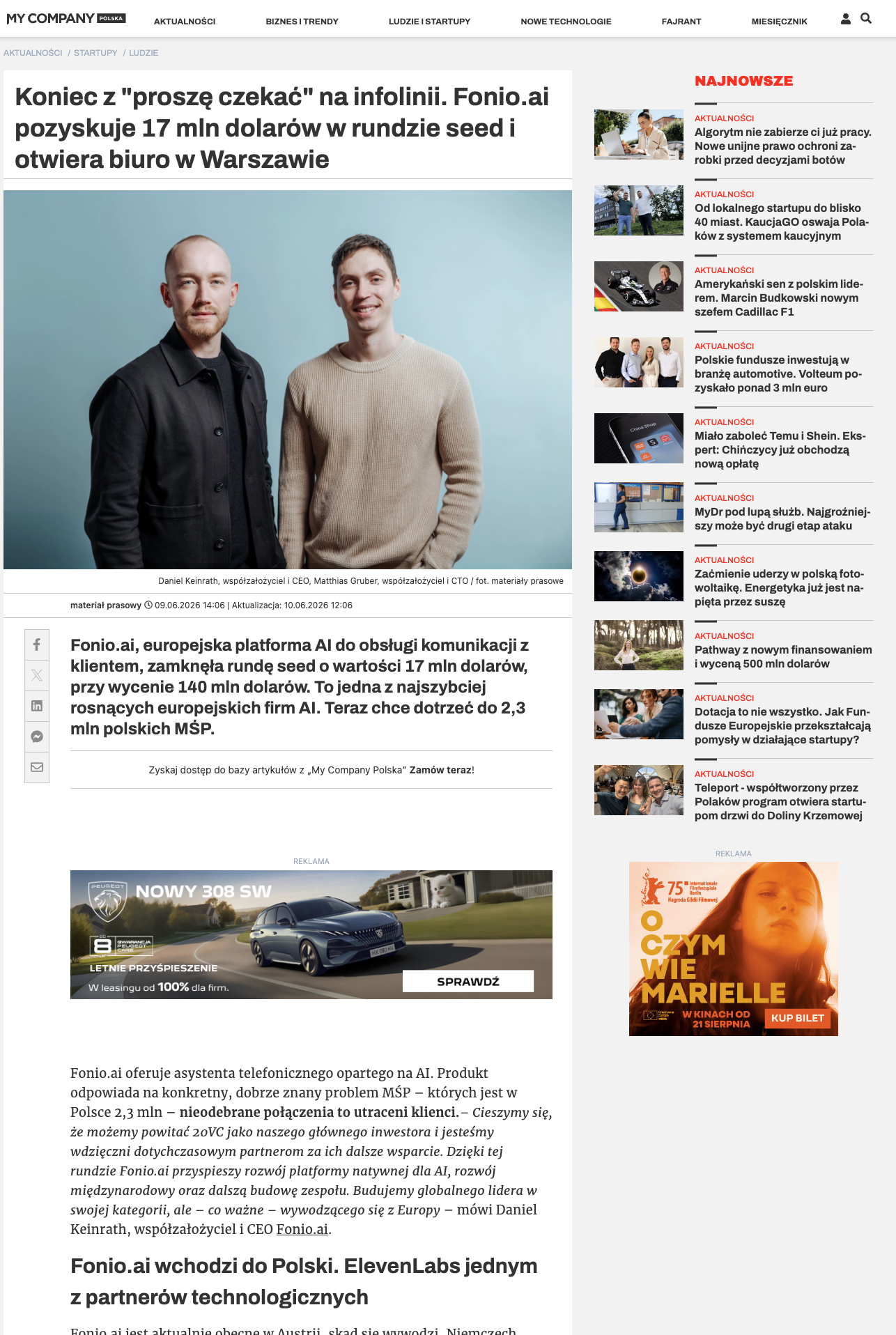 Koniec z "proszę czekać" na infolinii. Fonio.ai pozyskuje 17 mln dolarów w rundzie seed i otwiera biuro w Warszawie