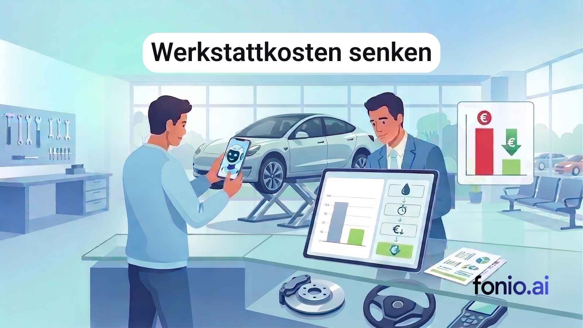 Werkstattkosten senken dargestellt mit Grafik in Werkstatt