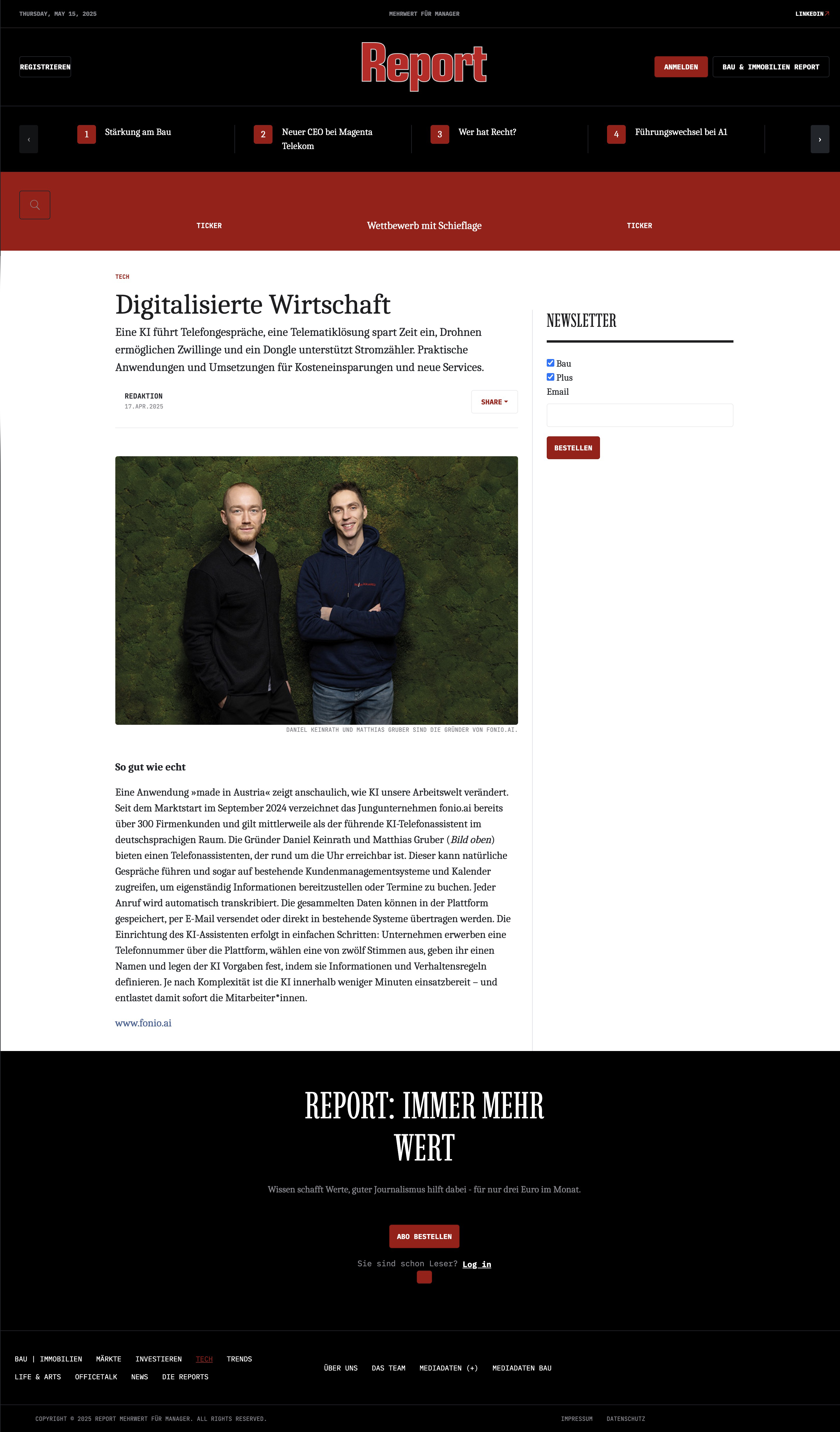Digitalisierte Wirtschaft: Eine KI führt Telefongespräche, eine Telematiklösung spart Zeit ein