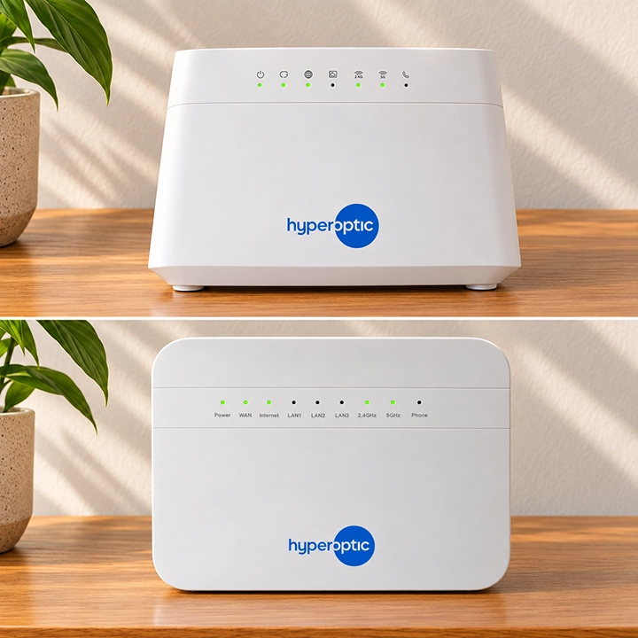 Split-screen comparison of Zyxel EX3301 and EX3501 routers showing green Power, WAN, Internet and Wi-Fi status lights for a normal connection.