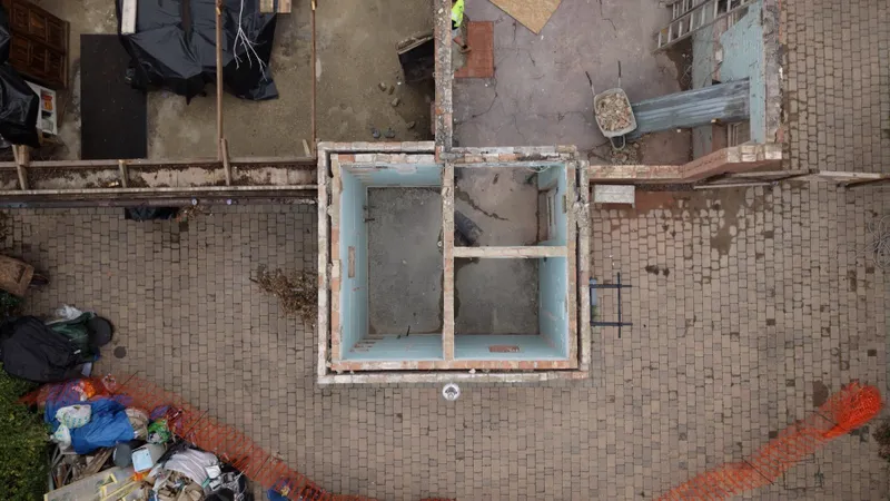 Former school toilet and changing block before conversion work