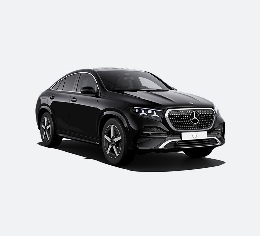 Mercedes-Benz GLE Coupé noir de trois quarts avant sur fond blanc