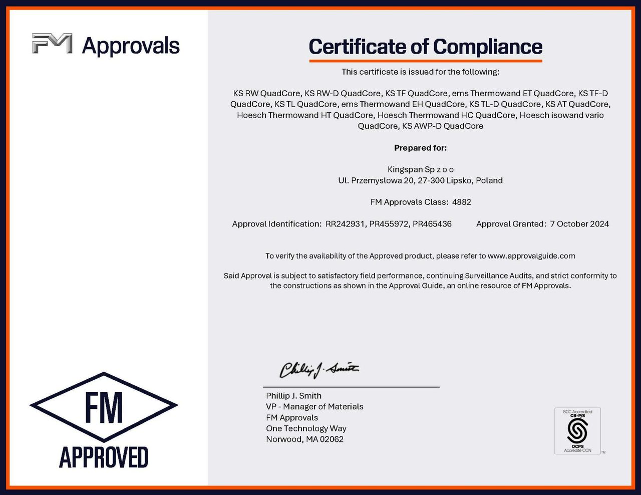 QuadCore FM Approvals