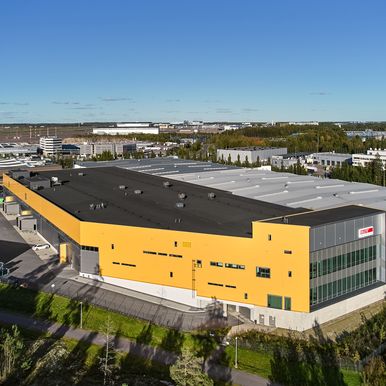 A two-story production, logistics, and warehouse facility in Vantaa, Finland