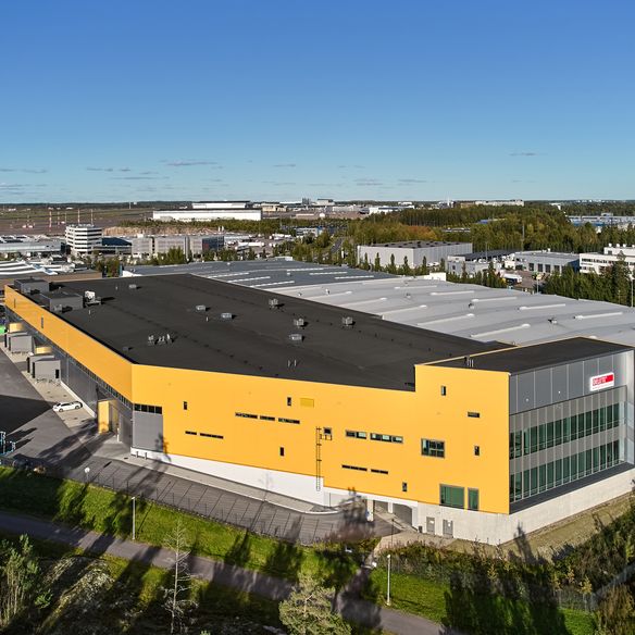 A two-story production, logistics, and warehouse facility in Vantaa, Finland