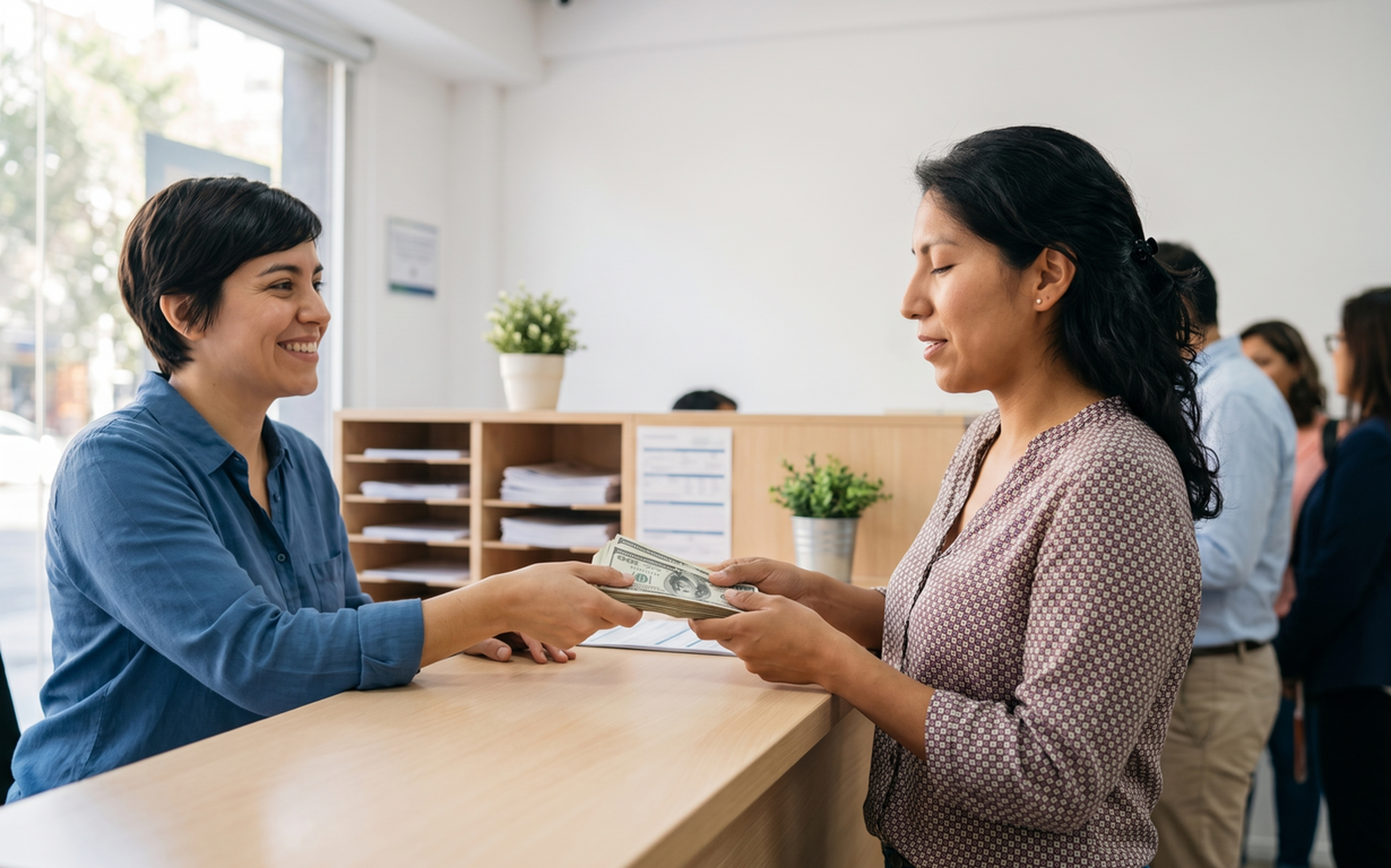 Woman doing a cash pickup