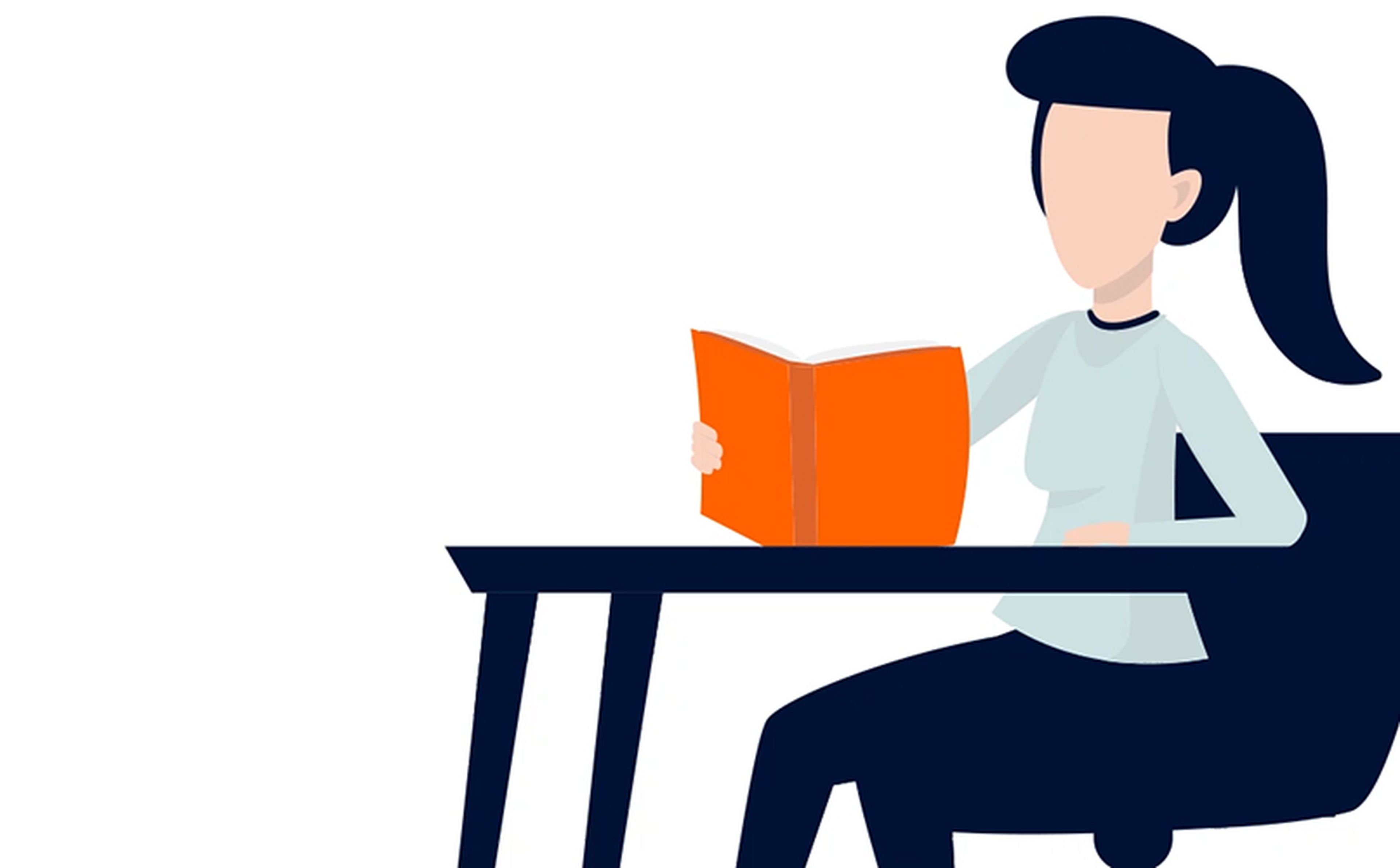 woman reading personal finance book ria money transfer illustration