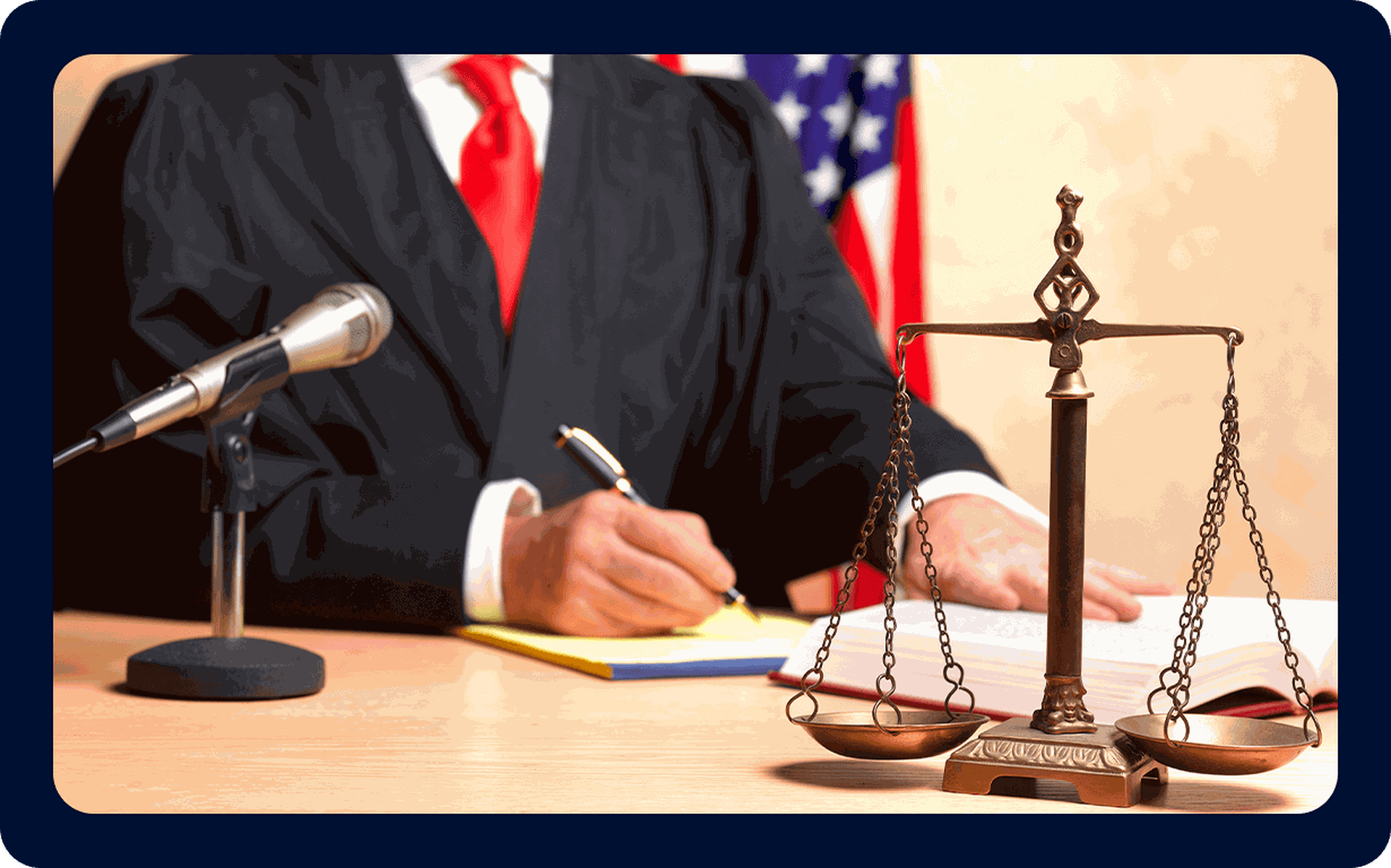 American judge with a justice balance.