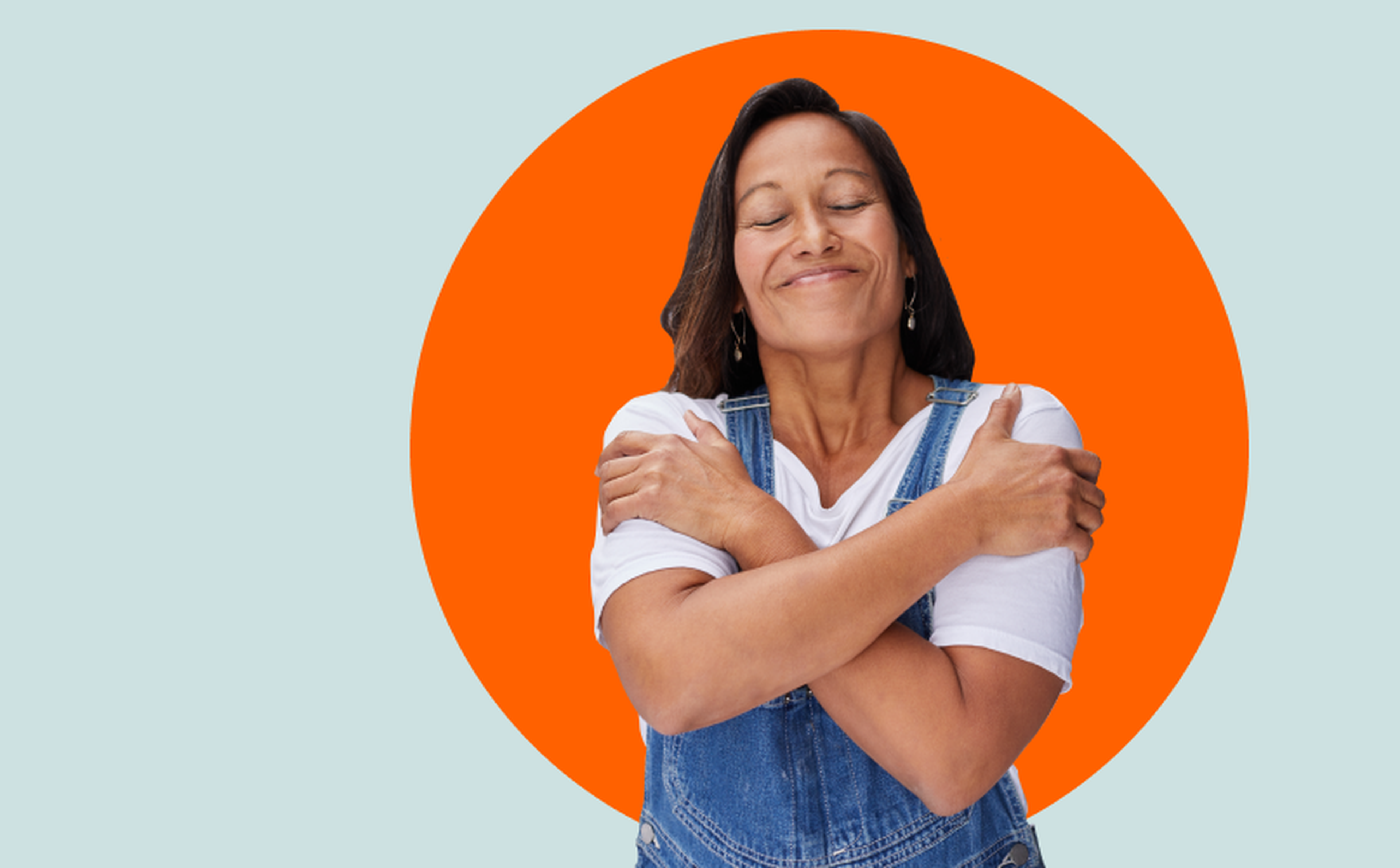 hispanic woman self hug