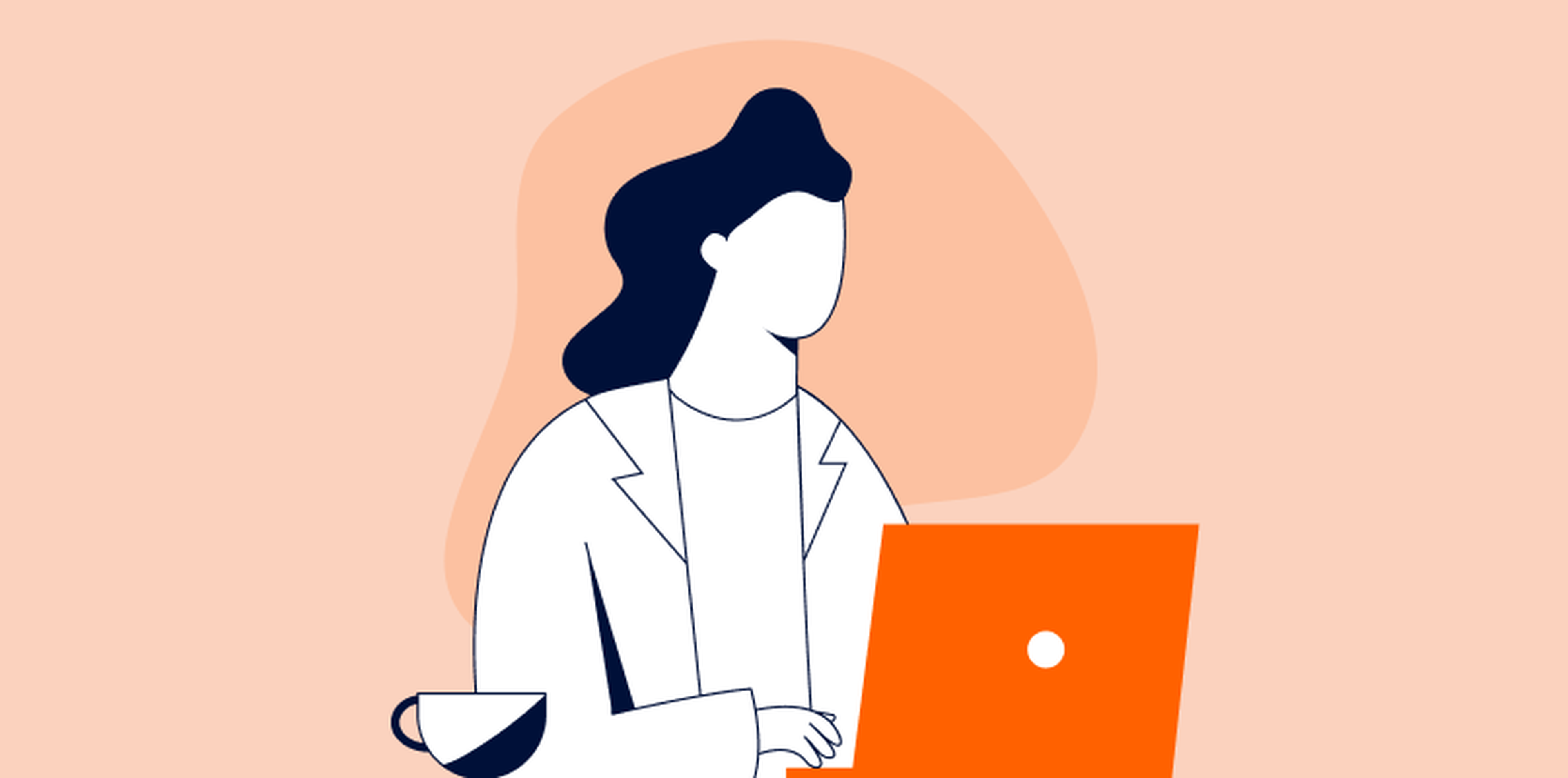 ria money transfer illustration of woman working on laptop