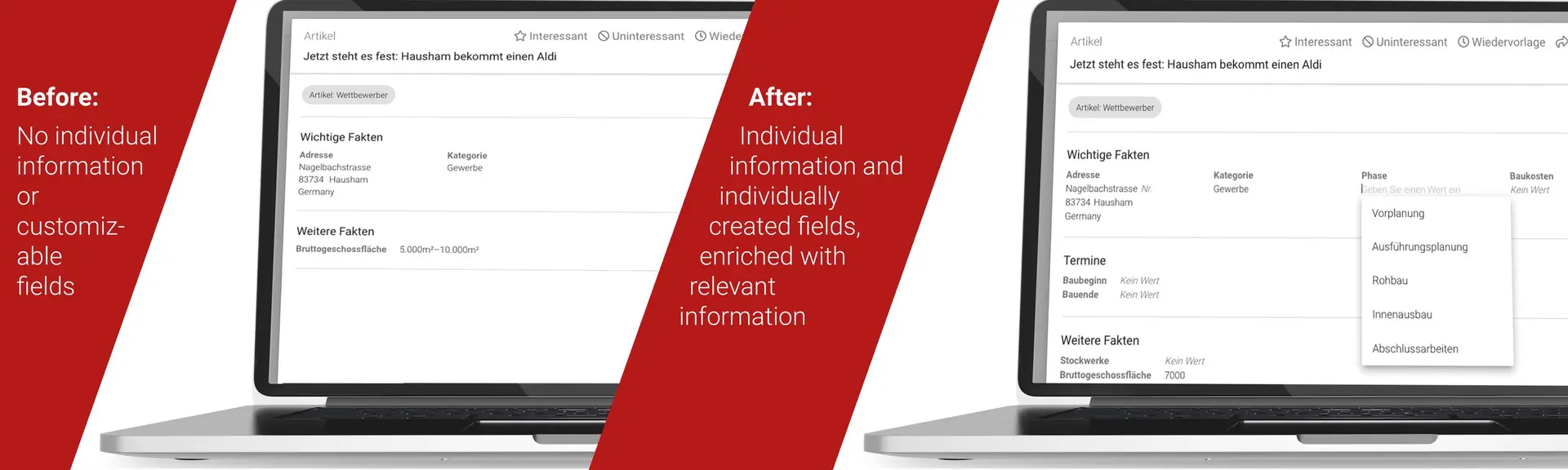 "Custom Fields" - New features for better processing of leads