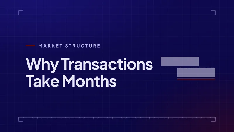 DeReal article cover: Why Transactions Take Months, on the structure of real-estate property transactions.
