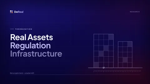 Abstract architectural line-work over a data baseline, evoking real-world asset tokenization as long-term infrastructure.