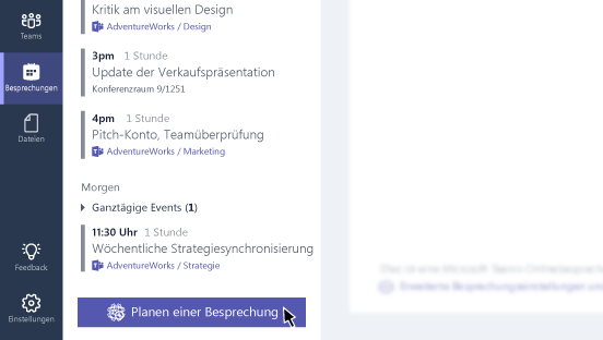 Besprechungen in der linken Navigation