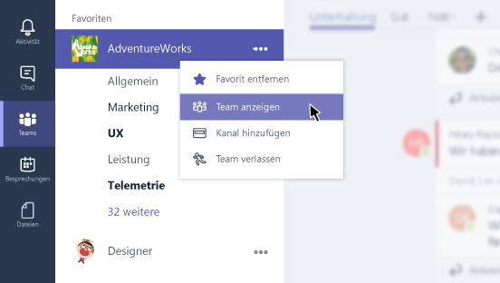 Mitgliederliste eines Teams