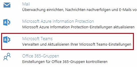 Microsoft Teams in der App-Übersicht