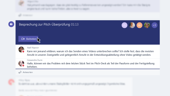 Teilnahme über eine Nachricht