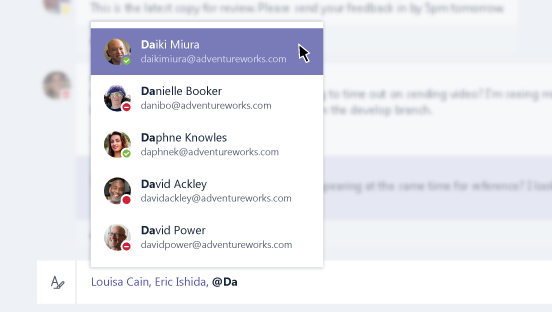 @-Erwähnung in Microsoft Teams