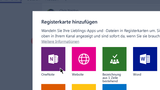 Notizbuch als Registerkarte anheften