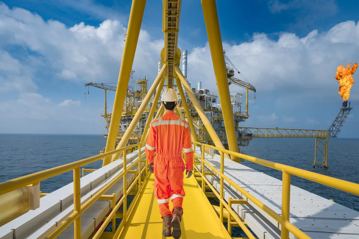 Maintenance engineer on an oil rig