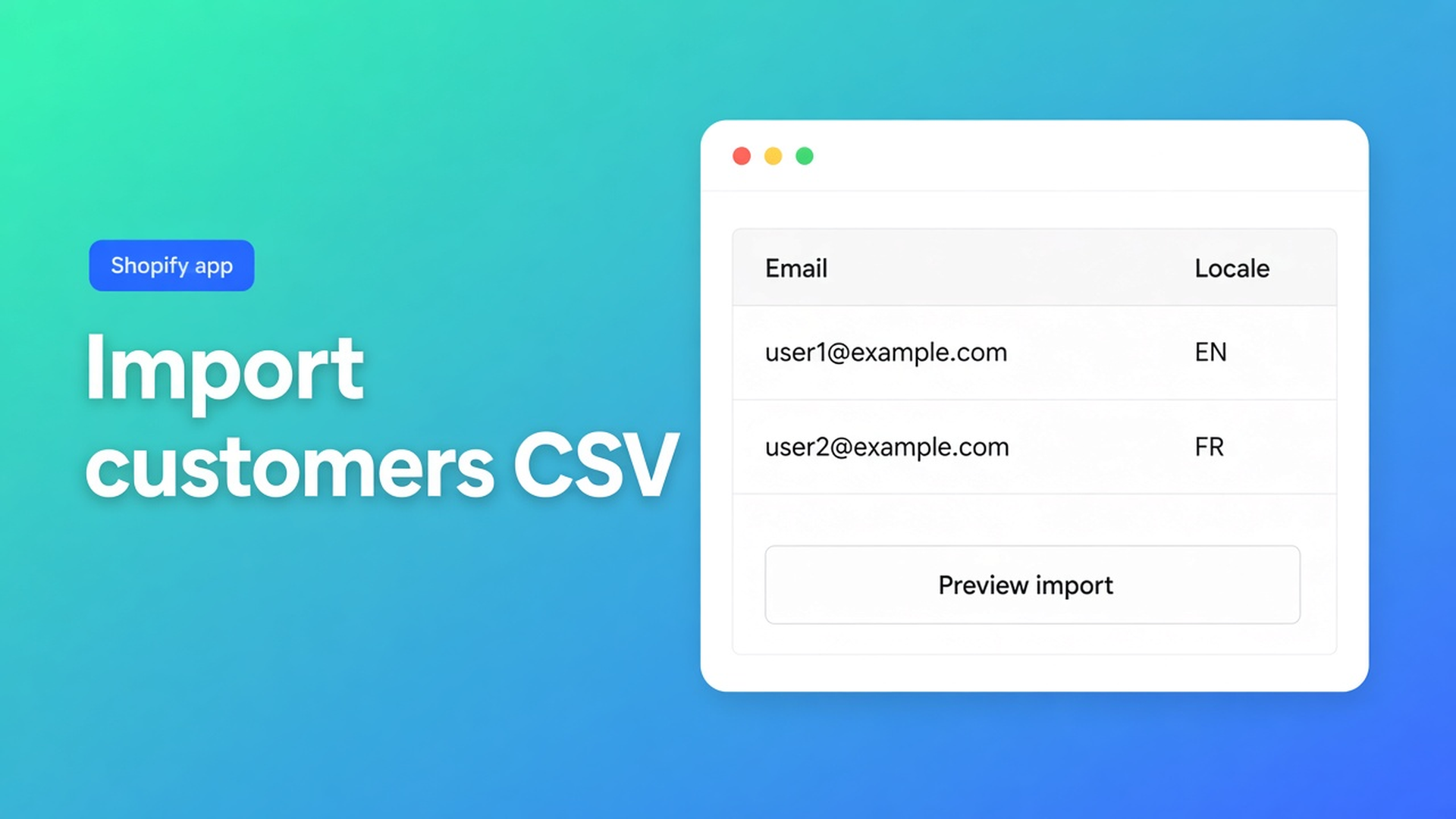 Shopify import customers CSV with preview and ID/email matching. Empty cells do not clear. Then bulk-check locale and tax exempt.