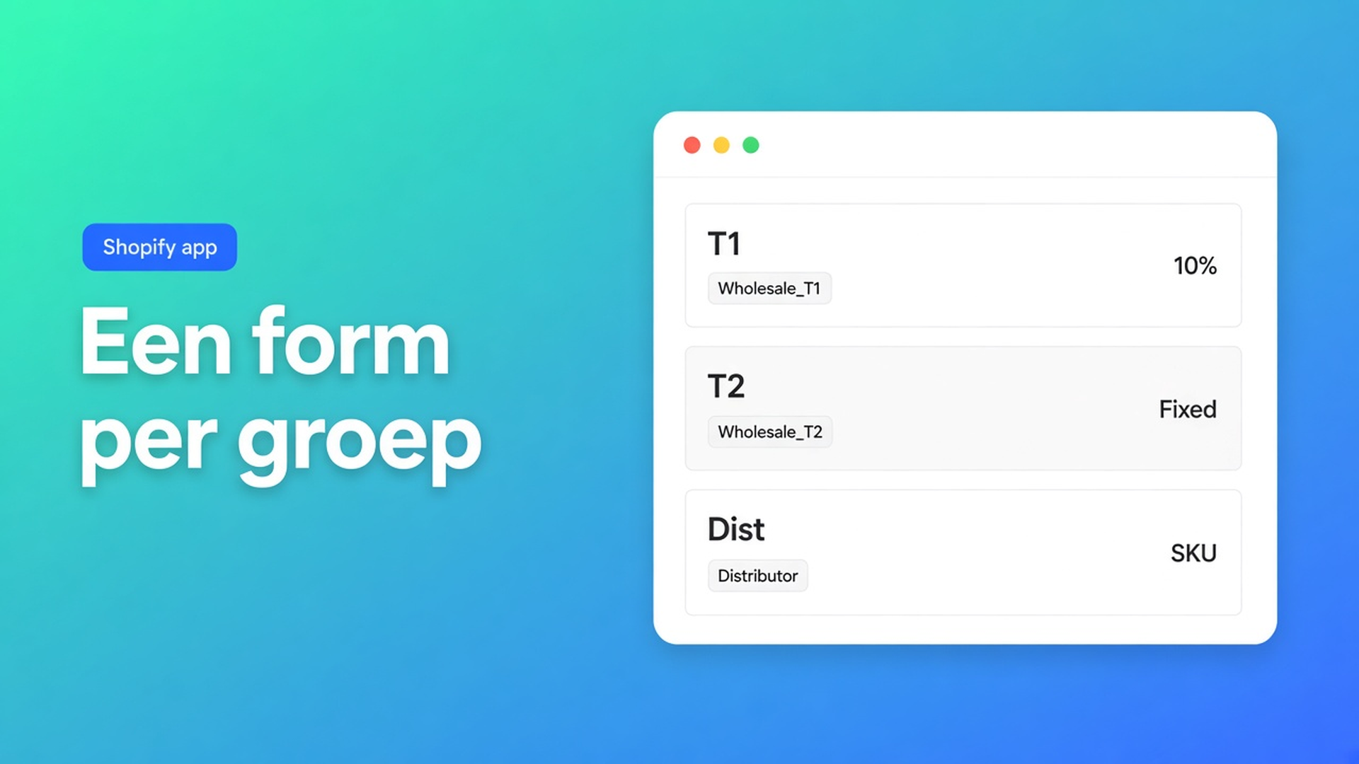 Shopify meerdere bulkforms per klantgroep: T1, T2 en distributeur elk hun eigen sheet. Tags niet laten overlappen. Bulk forms zitten op Growth.