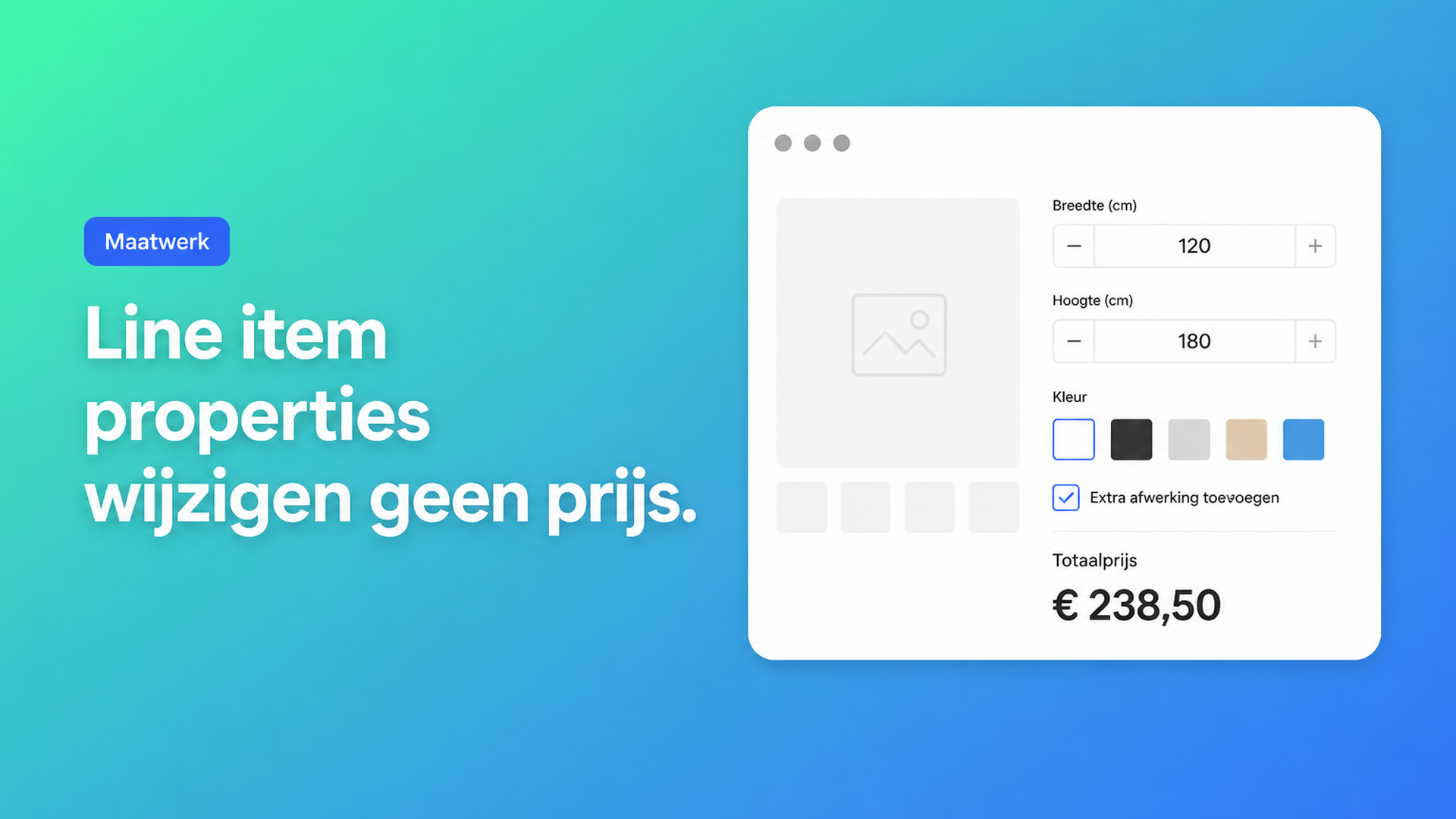 Shopify line item properties prijs verandert niet mee. Thema-inputs bewaren tekst op de order; voor live prijzen heb je een calculator nodig.