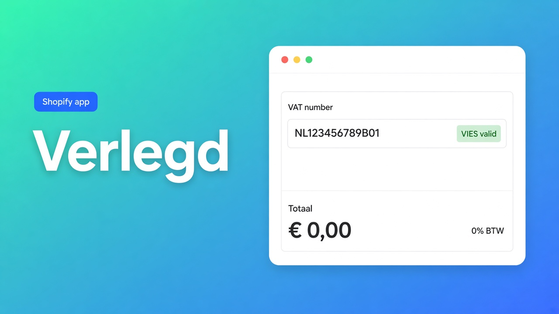 Shopify EU reverse charge B2B: VIES op de cart, klant tax-exempt, btw eraf in checkout. Binnenland verleg je niet. Nummer op de order voor de boekhouder.