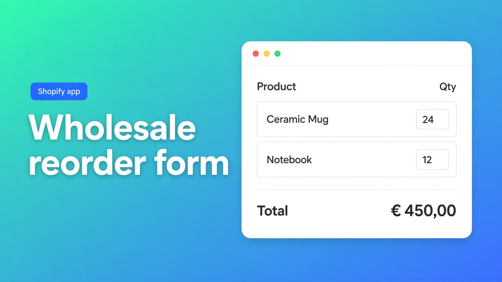 Shopify wholesale reorder form: put the bulk form on its own page. Faster repeat orders than product-by-product, with the same visibility rules.