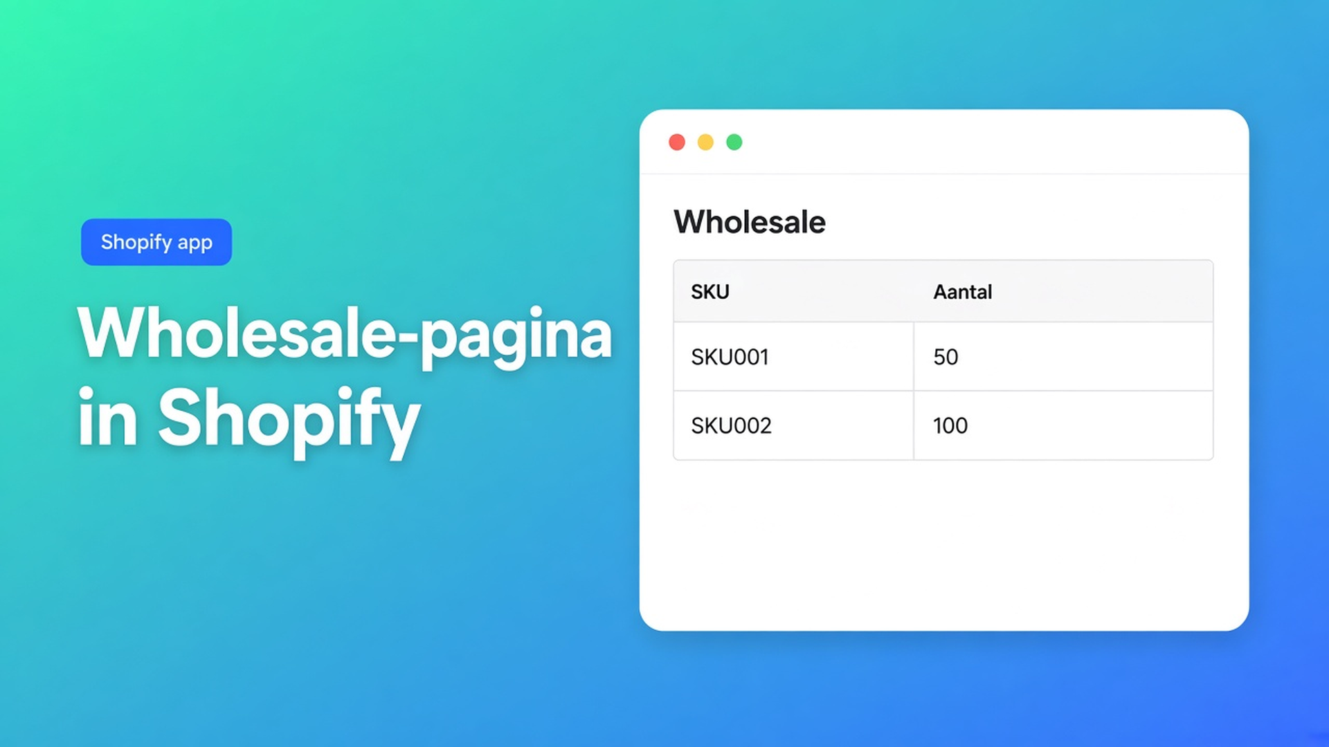 Shopify wholesale pagina maken: eigen URL, menu-item en bulkformulier achter tags. Groepsprijzen op de pagina, niet op de gewone producttemplate.