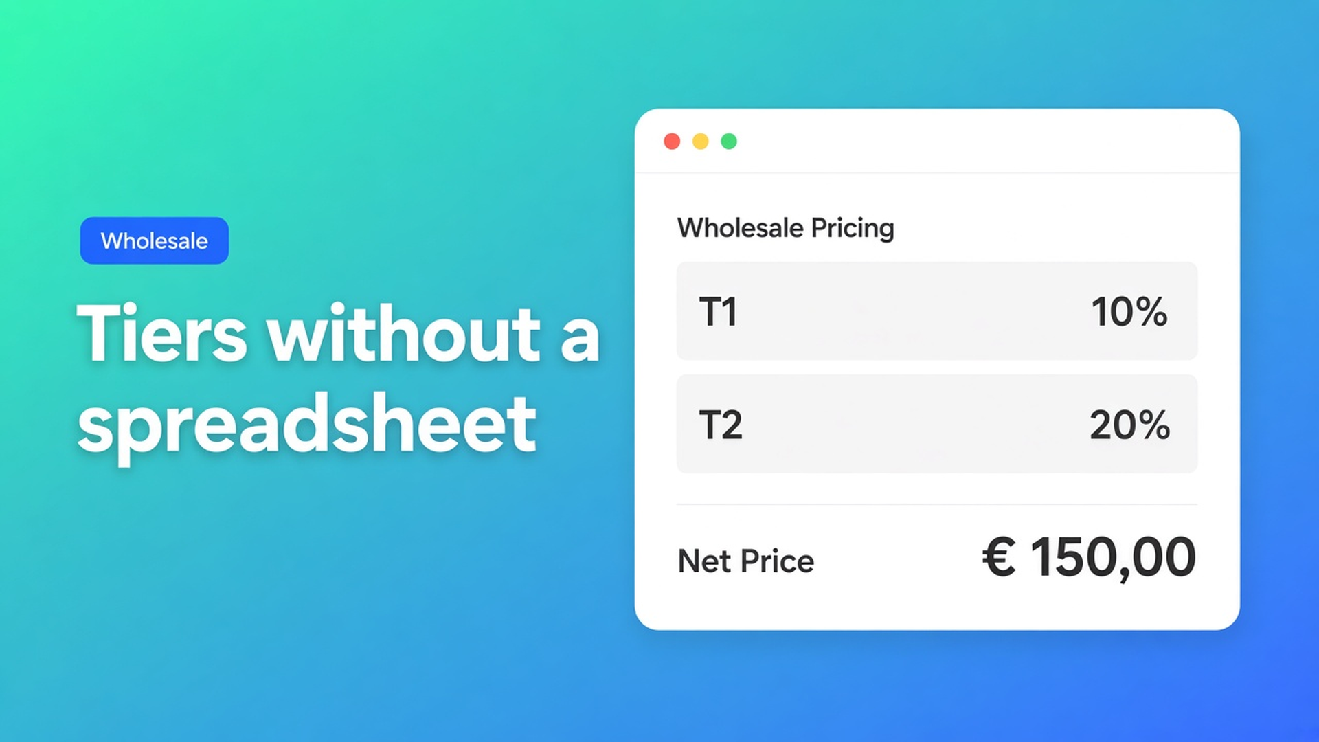 Shopify B2B tiered pricing setup: one percentage per customer group on the bulk form. Retail keeps the Shopify price; T1 and T2 log in.