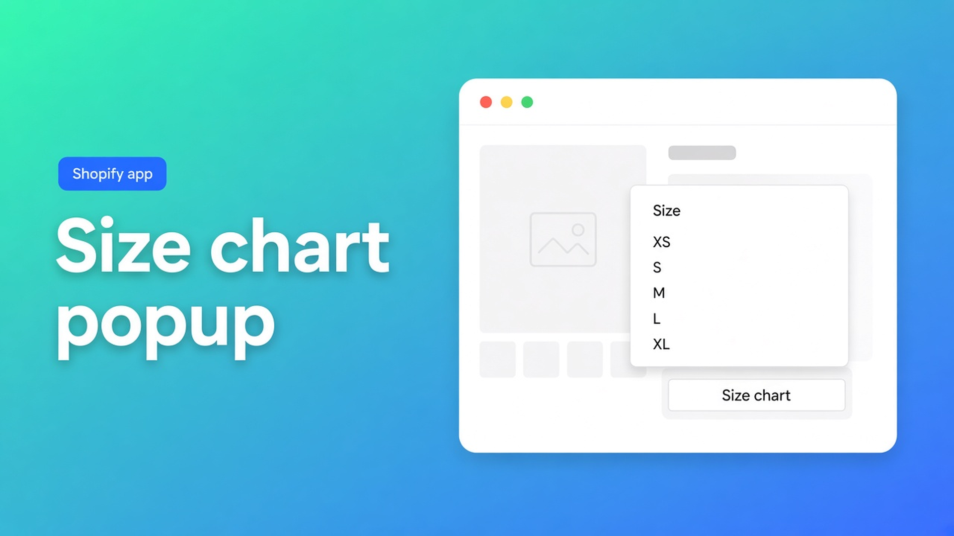 Shopify size chart popup: Display mode in Design. Trigger beside Add to cart, grid in an overlay — or plain if shoppers skip the button.